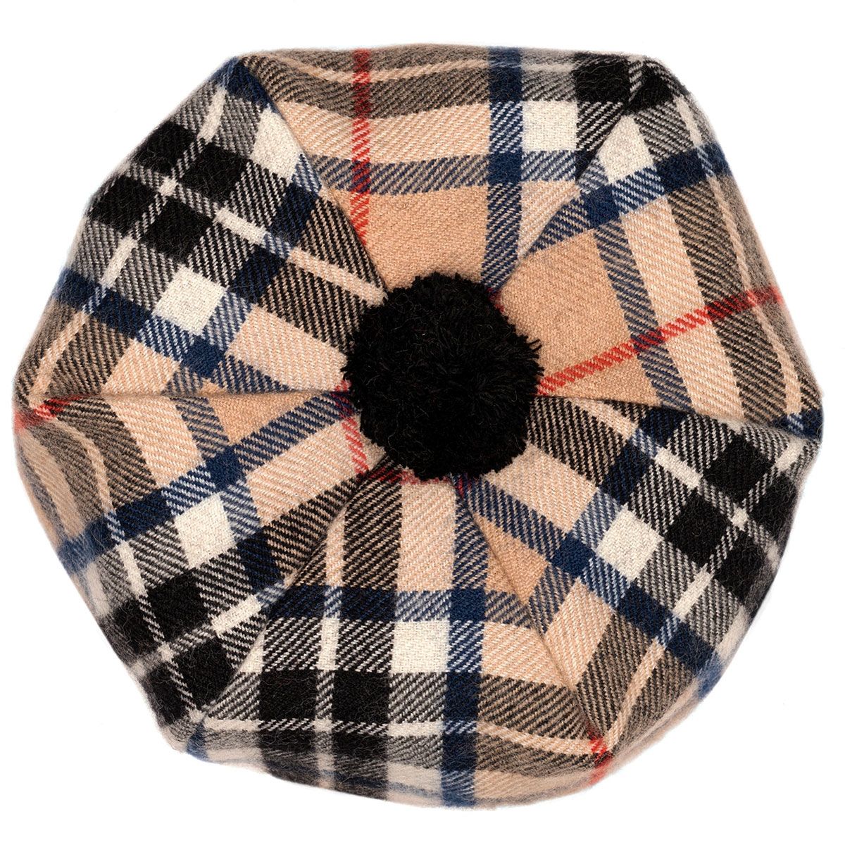 Thomson Camel Modern Tartan Brushed Wool Tam